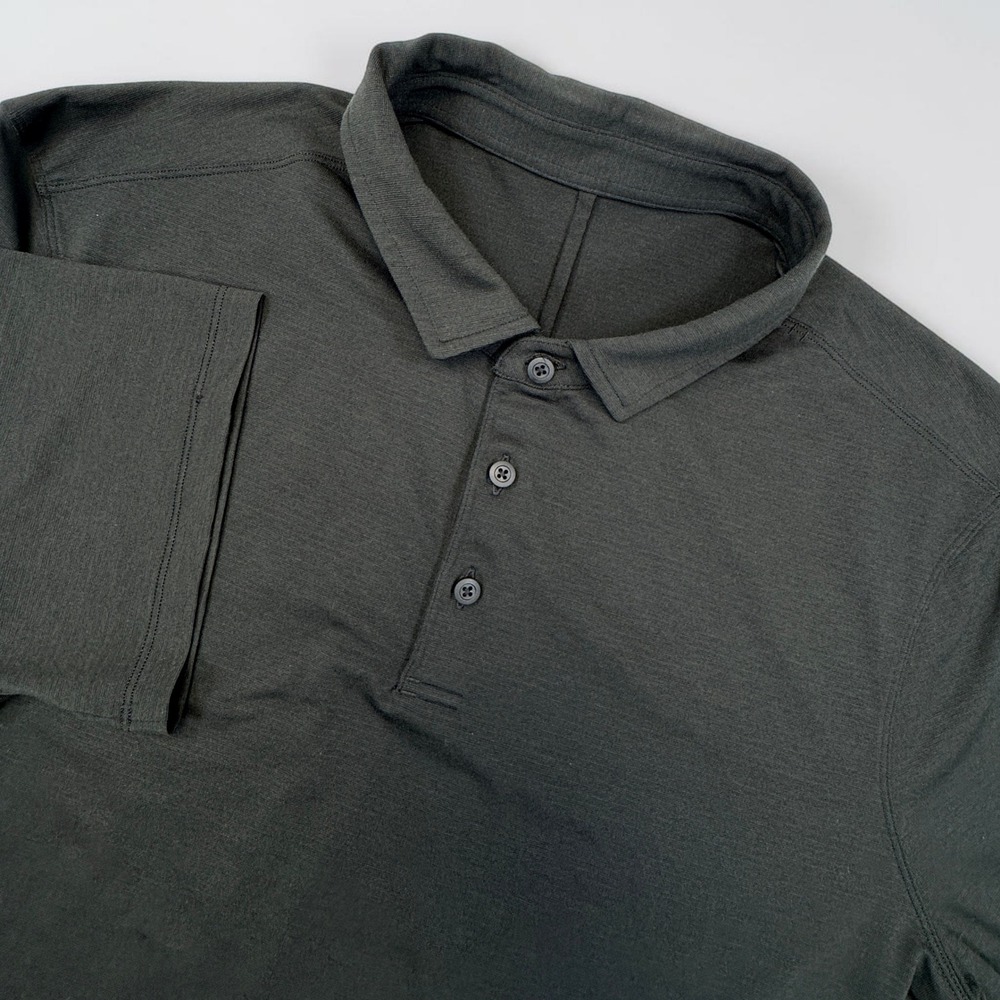 Lululemon Metal Vent Tech Polo Mens XL (Measured) Black Short Sleeve Performance